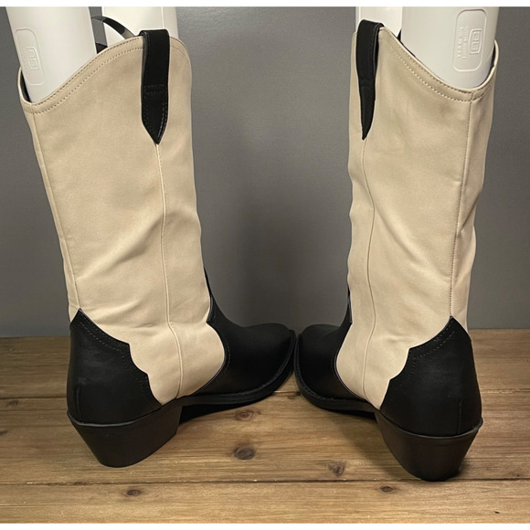 Dolce Vita Women's Korbella Western Boots Size 9 Cream Black Cowboy Mid Calf - Picture 8 of 16